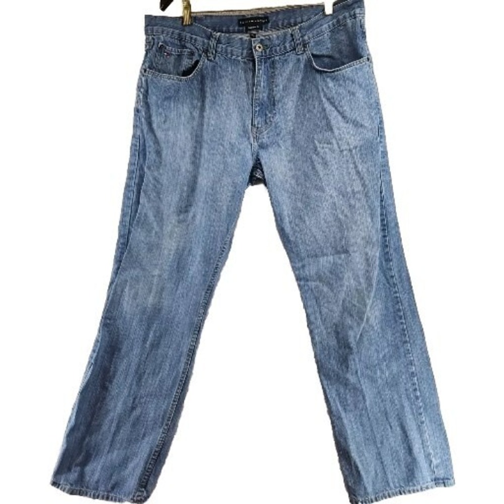 TOMMY HILFIGER Men Jeans Size W38 L32 Straight Fit Blue Denim Freedom Fit